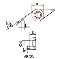 PCBN Tools (Tool Bits for Whirling), VBGW